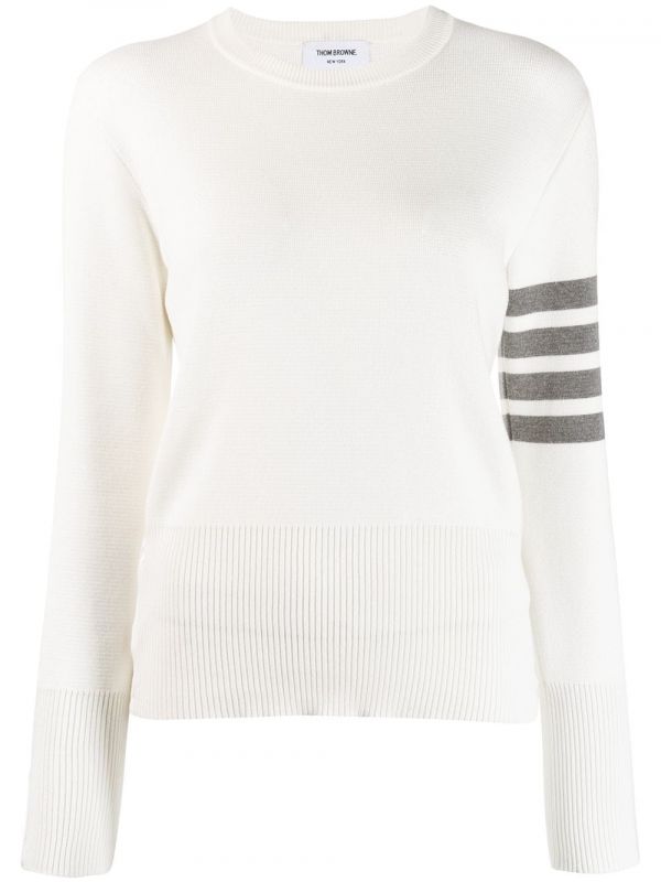  Thom Browne 4-bar Milano Stitch Jumper - White 