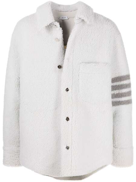  Thom Browne 4-bar Shearling Jacket - White 