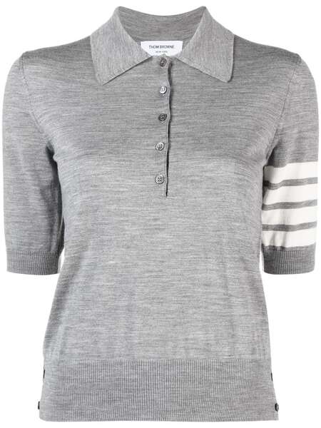  Thom Browne 4-bar Short-sleeve Polo Shirt - Grey 