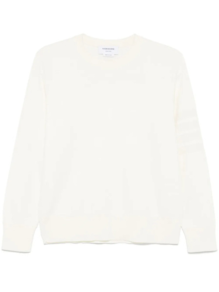  Thom Browne 4-bar Stripe Crew-neck Sweter - White 