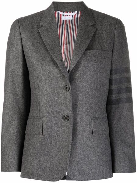  Thom Browne 4-bar Stripe Cropped Button-front Blazer - Grey 