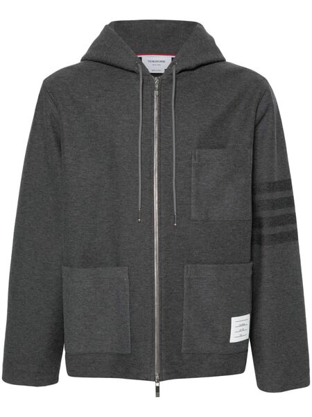  Thom Browne 4 Bar-stripe Hooded Jacket - Grey 