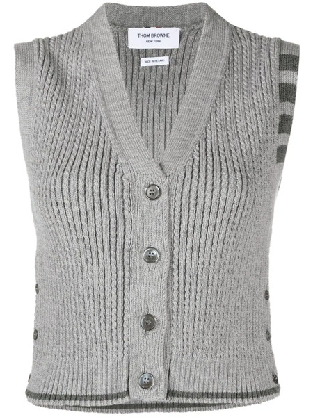  Thom Browne 4-bar Stripe Intarsia-knit Vest - Grey 