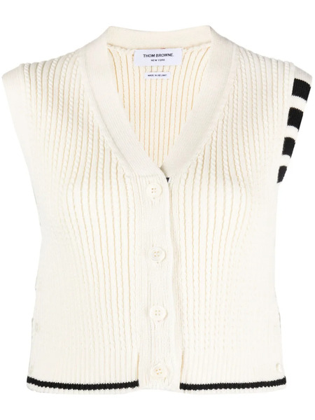  Thom Browne 4-bar Stripe Intarsia-knit Vest - White 