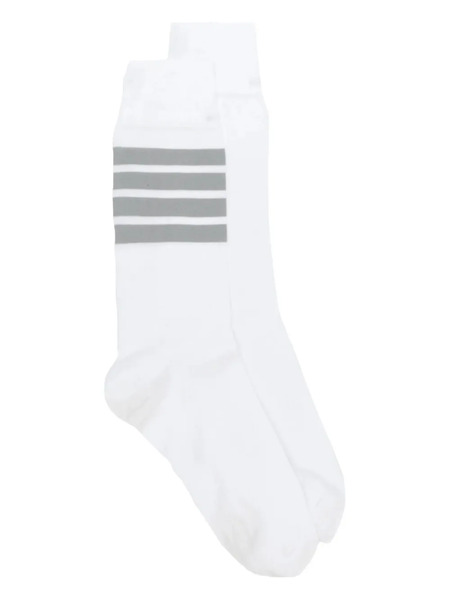  Thom Browne 4-bar Stripe Mid-calf Socks - White 