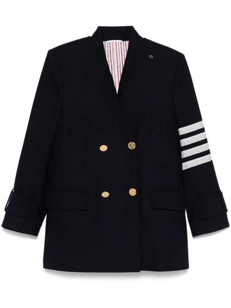  Thom Browne 4 Bar Stripes Waistcoat And Peacoat Set - Blue 