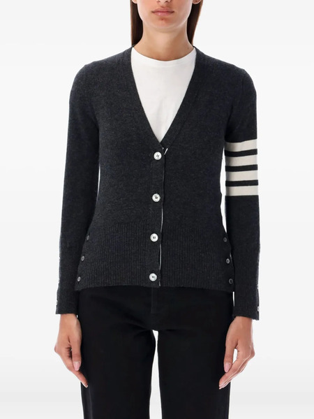  Thom Browne 4-bar V-neck Cashmere Cardigan - Grey 