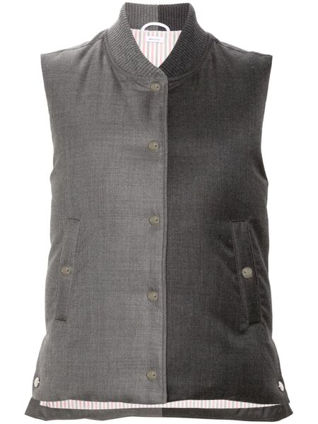  Thom Browne Baseball-collar Wool Gilet - Grey 