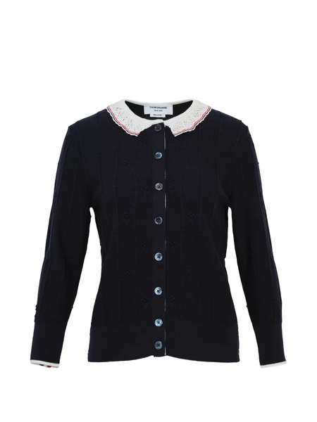  Thom Browne Bobble Stitch Sleeve Knit Cardigan - Blue 