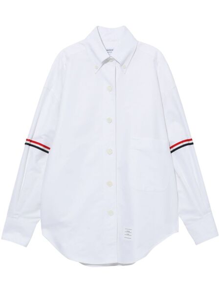  Thom Browne Button-collar Grosgrain Armband Shirt - White 