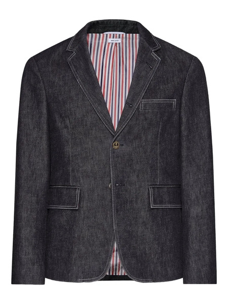 Thom Browne Buttoned Denim Jacket - Black 