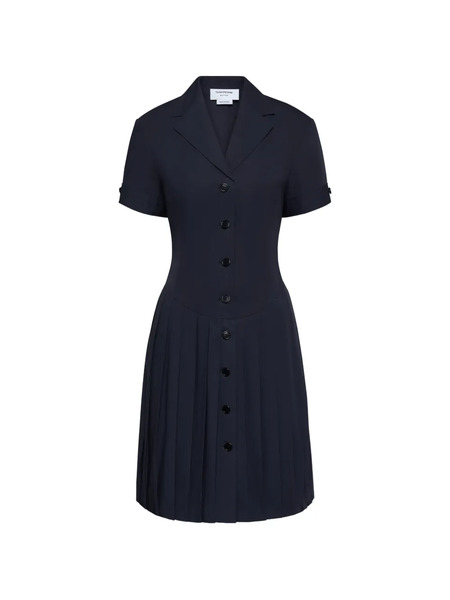  Thom Browne Buttoned Pleated Midi Dress - Blue 