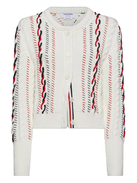  Thom Browne Cable-knit Buttoned Cardigan - White 