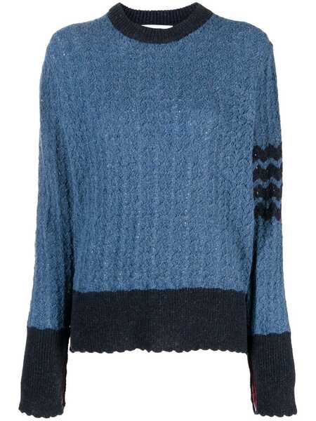  Thom Browne Cable-knit Pointelle Stitch Jumper - Blue 