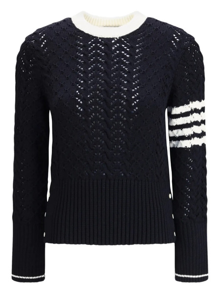  Thom Browne Cable-knit Pointelle-stitch Jumpers - Blue 