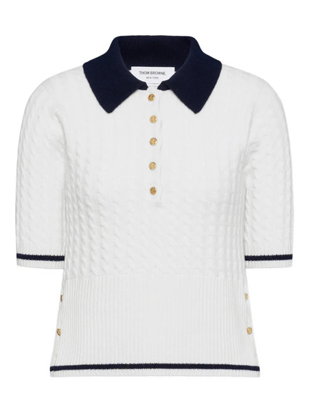  Thom Browne Cable-stitch Polo Shirt - White 