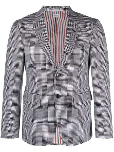  Thom Browne Check-pattern Single-breasted Blazer - Black 