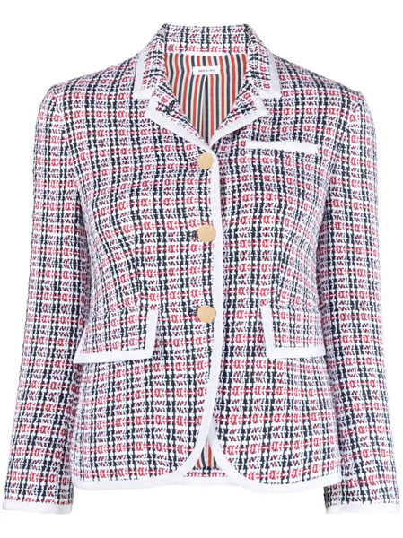  Thom Browne Check-pattern Tweed Jacket - White 