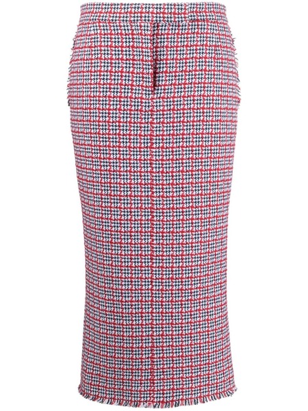  Thom Browne Check-pattern Tweed Midi Skirt - White 