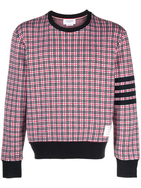  Thom Browne Checked Jacquard Crew-neck Sweatshirt - White 