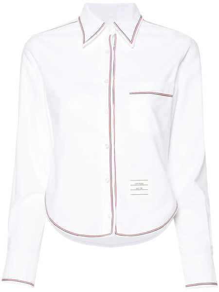  Thom Browne Contrast-trim Cotton Shirt - White 