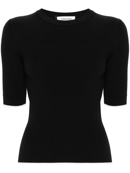  Thom Browne Contrasting-trim Ribbed Jumper - Black 