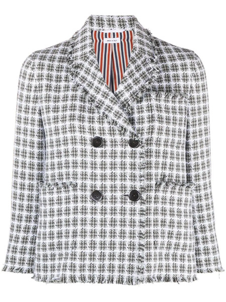  Thom Browne Double-breasted Tweed Jacket - Grey 