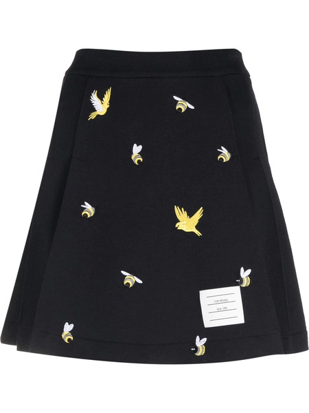  Thom Browne Embroidered A-line Skirt - Blue 