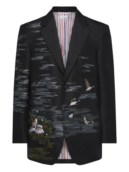  Thom Browne Embroidered Blazer - Black 