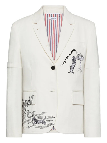  Thom Browne Embroidered Canvas Jacket - White 