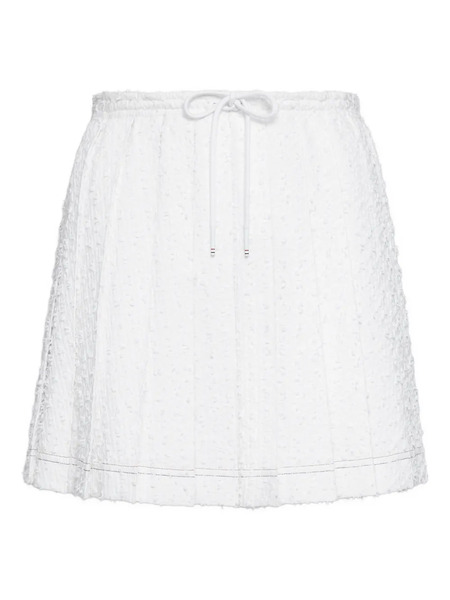 Thom Browne Eyelash Tweed Pleated Skirt - White 