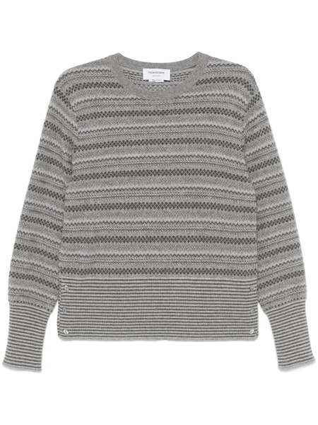  Thom Browne Fairisle Jacquard Cashmere Sweater - Grey 