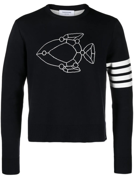  Thom Browne Fish Icon-intarsia Jumper - Blue 