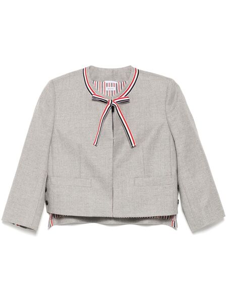  Thom Browne Flannel Cropped Jacket - Grey 
