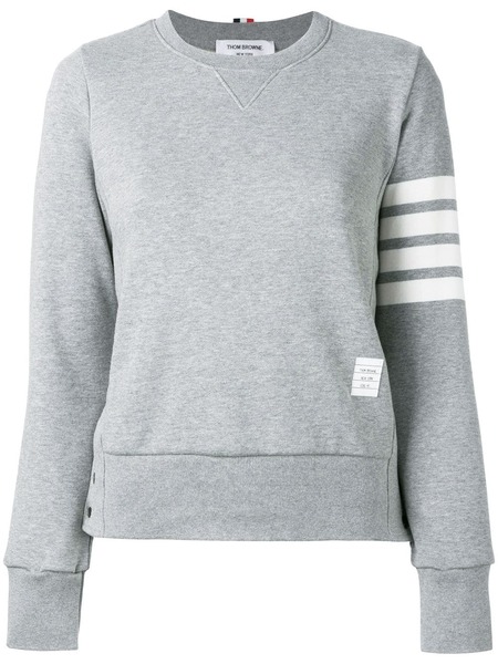  Thom Browne Four-bar Stripe Cotton Sweatshirt - Grey 