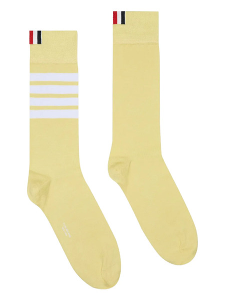 Thom Browne Four-bar Striped Mid-calf Socks - Yellow 