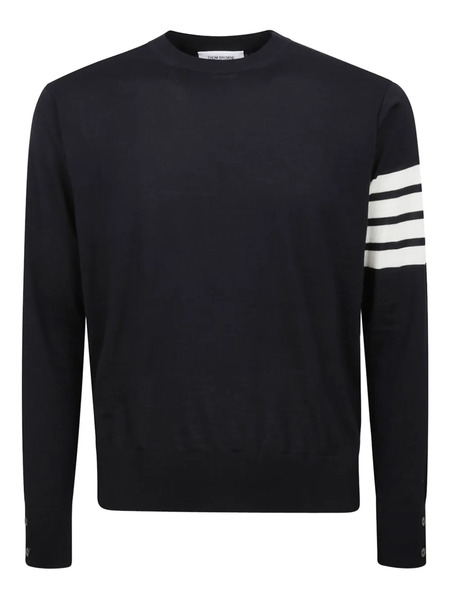  Thom Browne Four Stripe Long Sleeve Sweater - Blue 