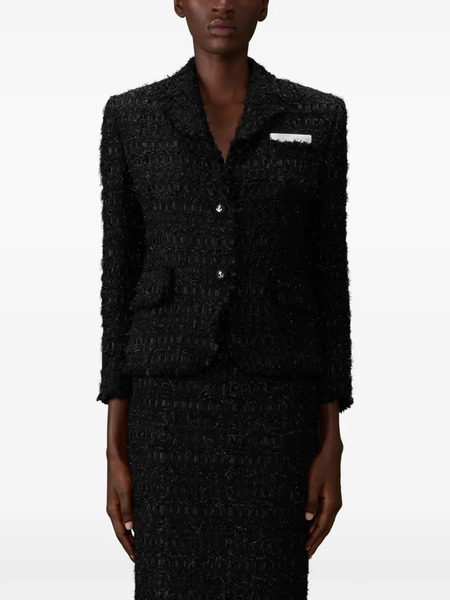  Thom Browne Frayed Ribbon Tweed Blazer - Black 