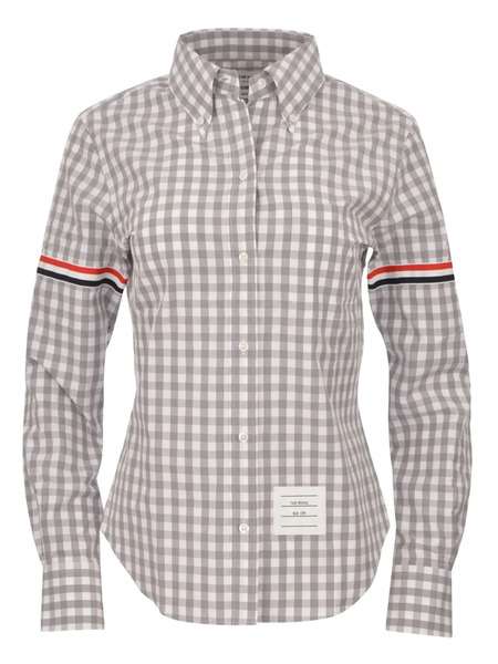  Thom Browne Gingham Check Armbands Shirt - Grey 