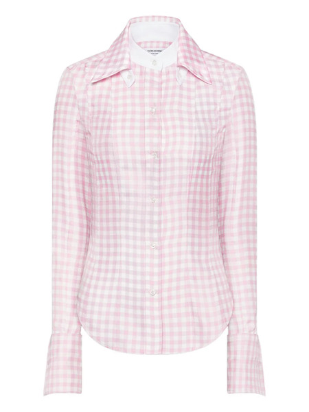  Thom Browne Gingham-check Silk Shirt - Pink 