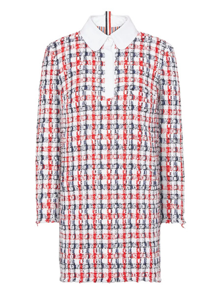  Thom Browne Gingham Satin-ribbon Tweed Mini Dress - Red 