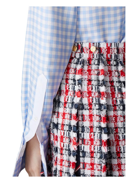  Thom Browne Gingham Satin-ribbon Tweed Pleated Mini Skirt - Red 