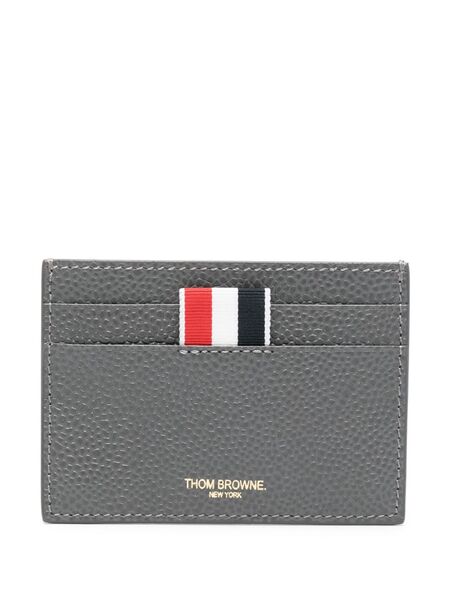  Thom Browne Grosgrain-tab Leather Cardholder - Grey 