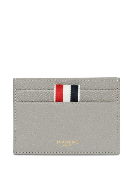  Thom Browne Grosgrain-tab Leather Cardholder - Grey 