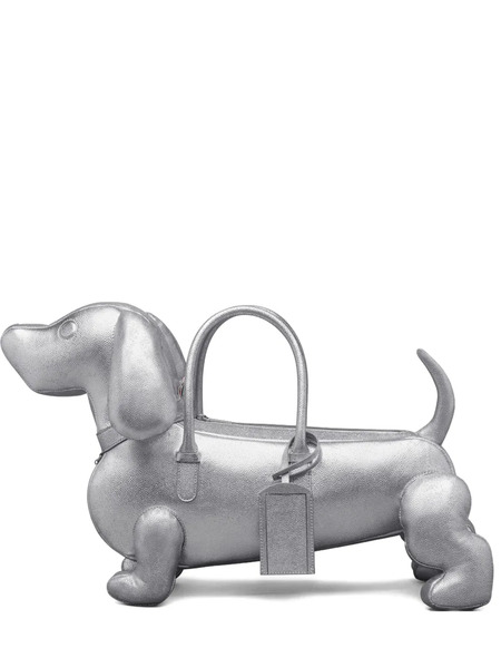  Thom Browne Hector Leather Tote Bag - Silver 