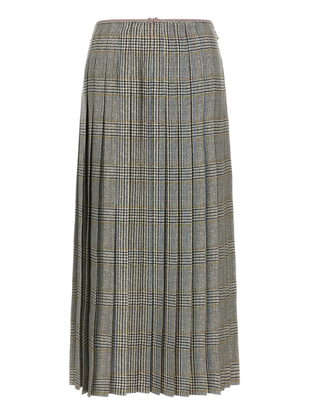  Thom Browne Houndstooth-pattern Pleated Midi Skirt - Grey 