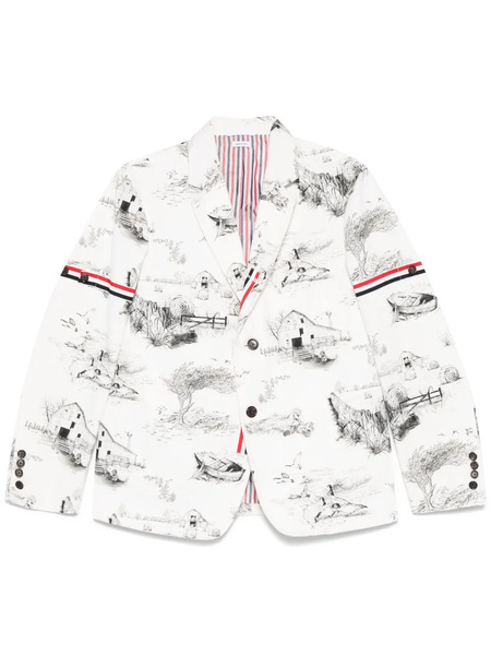  Thom Browne Illustration-print Blazer - White 