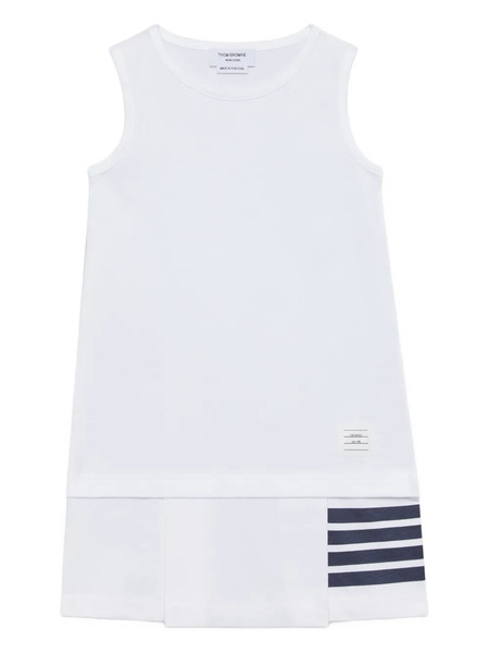  Thom Browne Kids 4-bar Stripes Panel Dress - White 