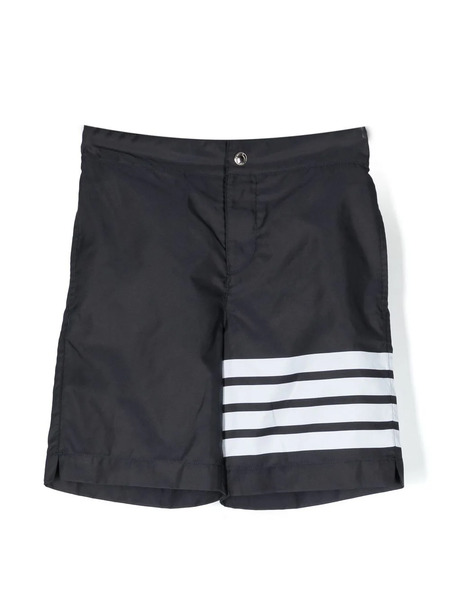  Thom Browne Kids 4-bar Swim Shorts - Blue 
