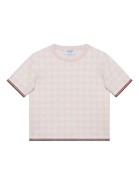  Thom Browne Kids Gingham-pattern Short-sleeve Sweater - Pink 